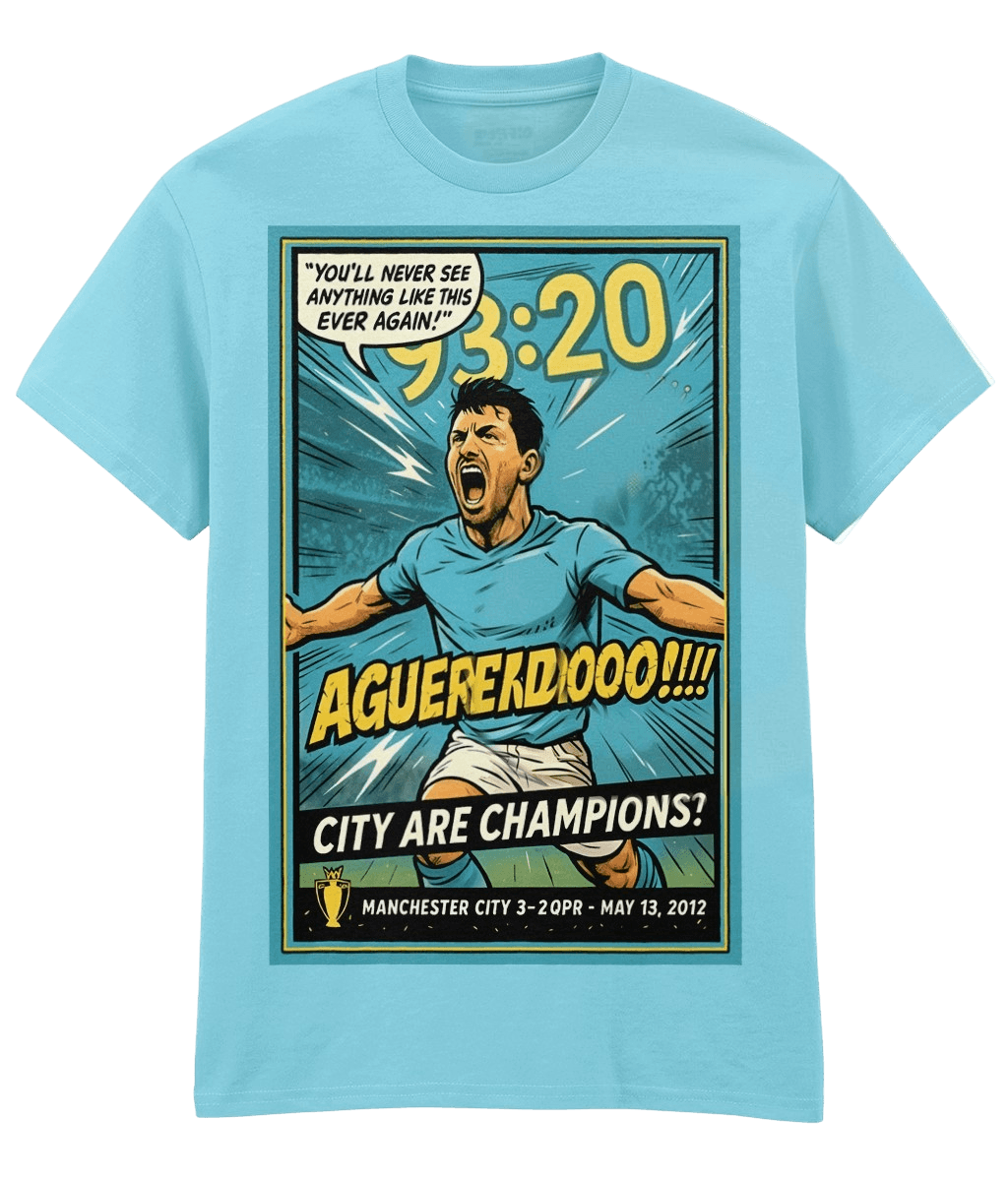 Agüeroooooo 9320 City Cartoon Blue Fanart T-shirt