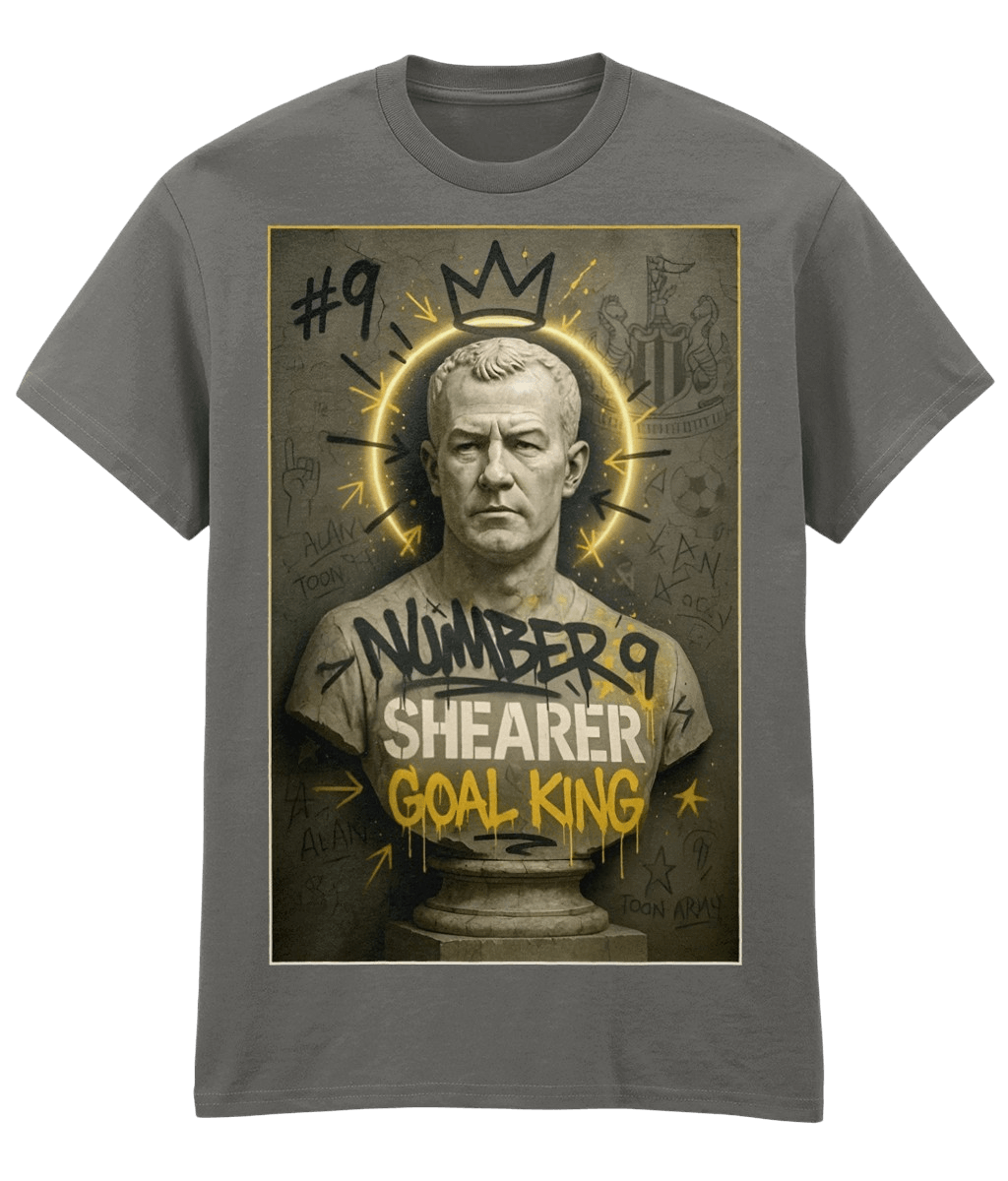 Alan Shearer Goal King NUFC Grey Fanart T-shirt (W)