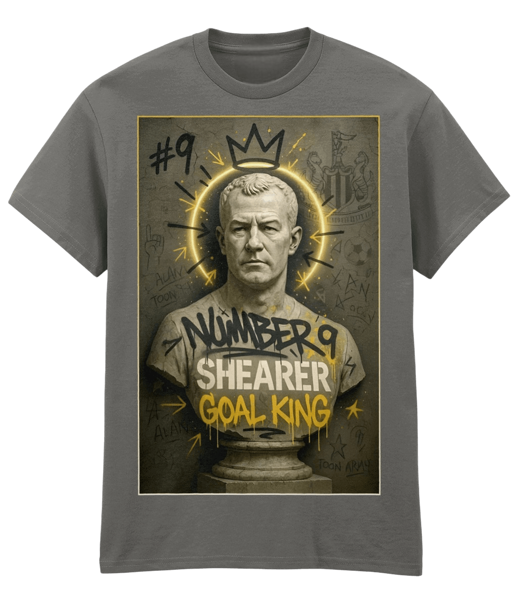 Alan Shearer Bust T-shirt Goal King Number 9 Fanart