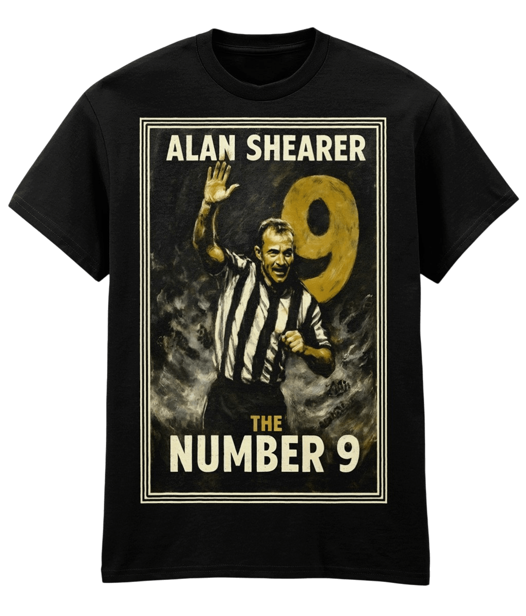Alan Shearer NUMBER 9 Painting Black Fanart T-shirt