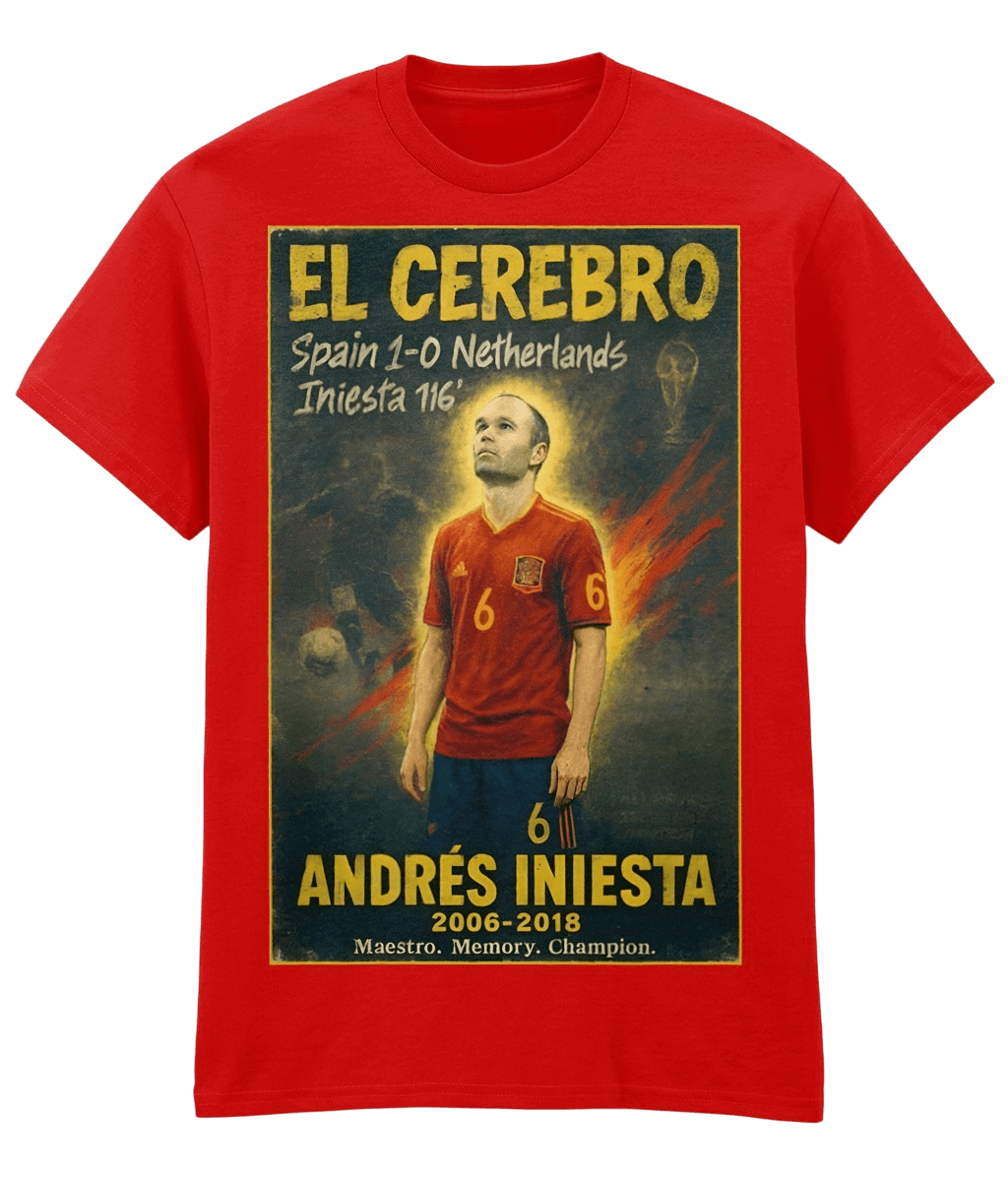 Andrés Iniesta El Cerebro Red Fanart T-shirt