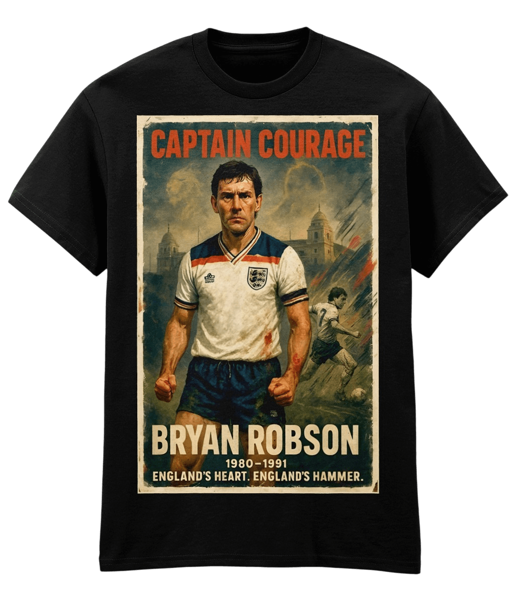 Bryan Robson Captain Courage Black Fanart T-shirt
