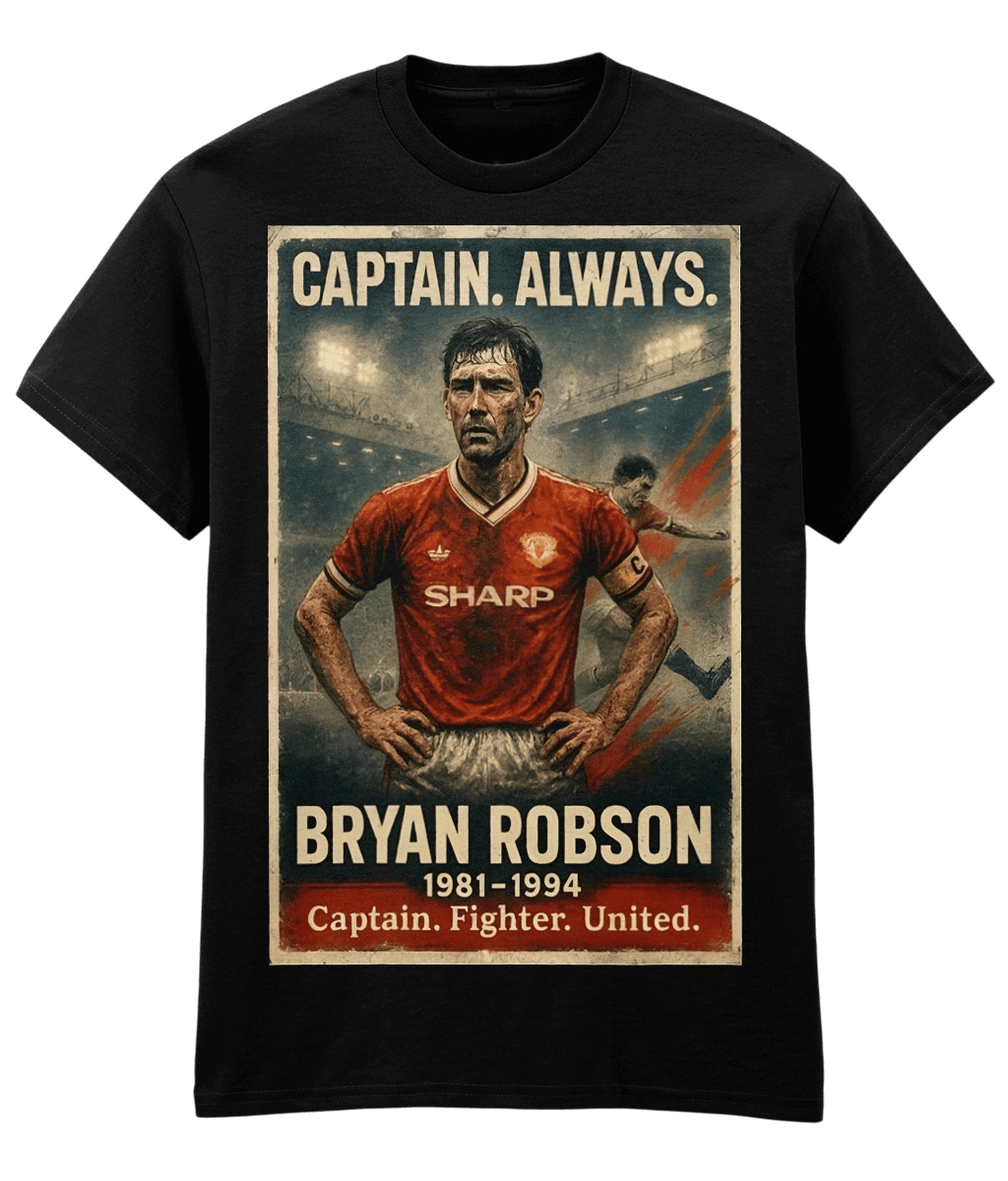 Bryan Robson Captain. Robson. Black Fanart T-shirt