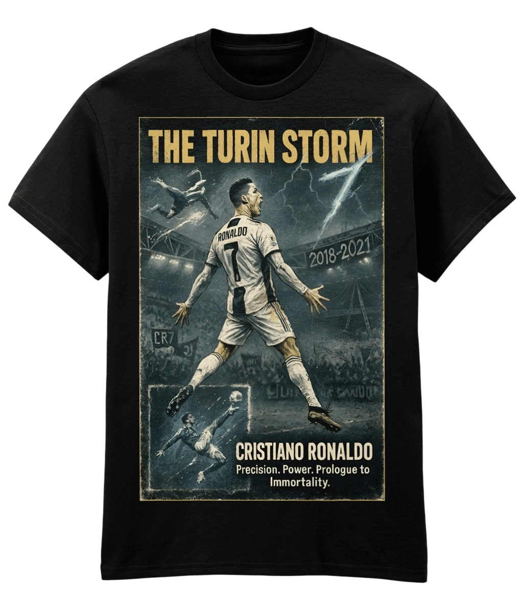 Cristiano Ronaldo The Turin Storm Black Fanart T-shirt