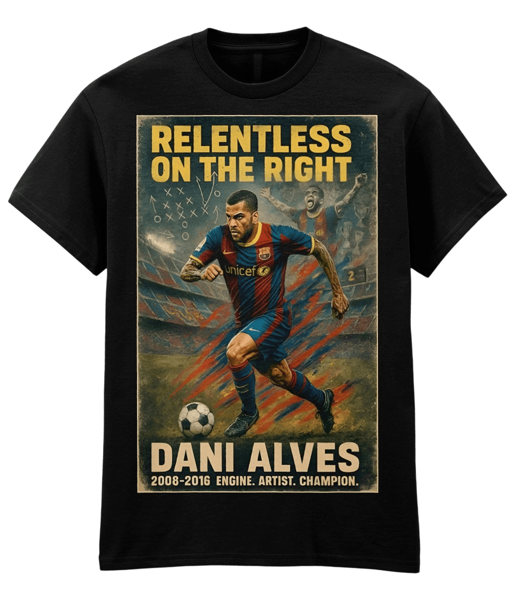 Dani Alves Relentless On The Right Black Fanart T-shirt
