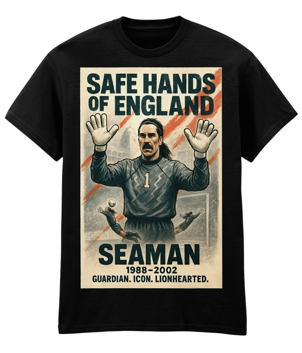 David SEAMAN Safe Hands Of England Black Fanart T-shirt