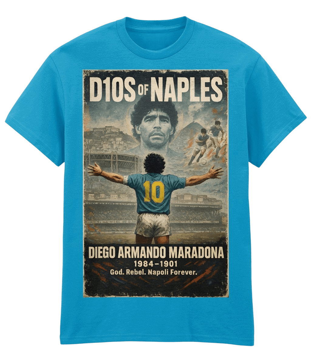 Diego Armando Maradona D10S of Naples Blue Fanart T-shirt