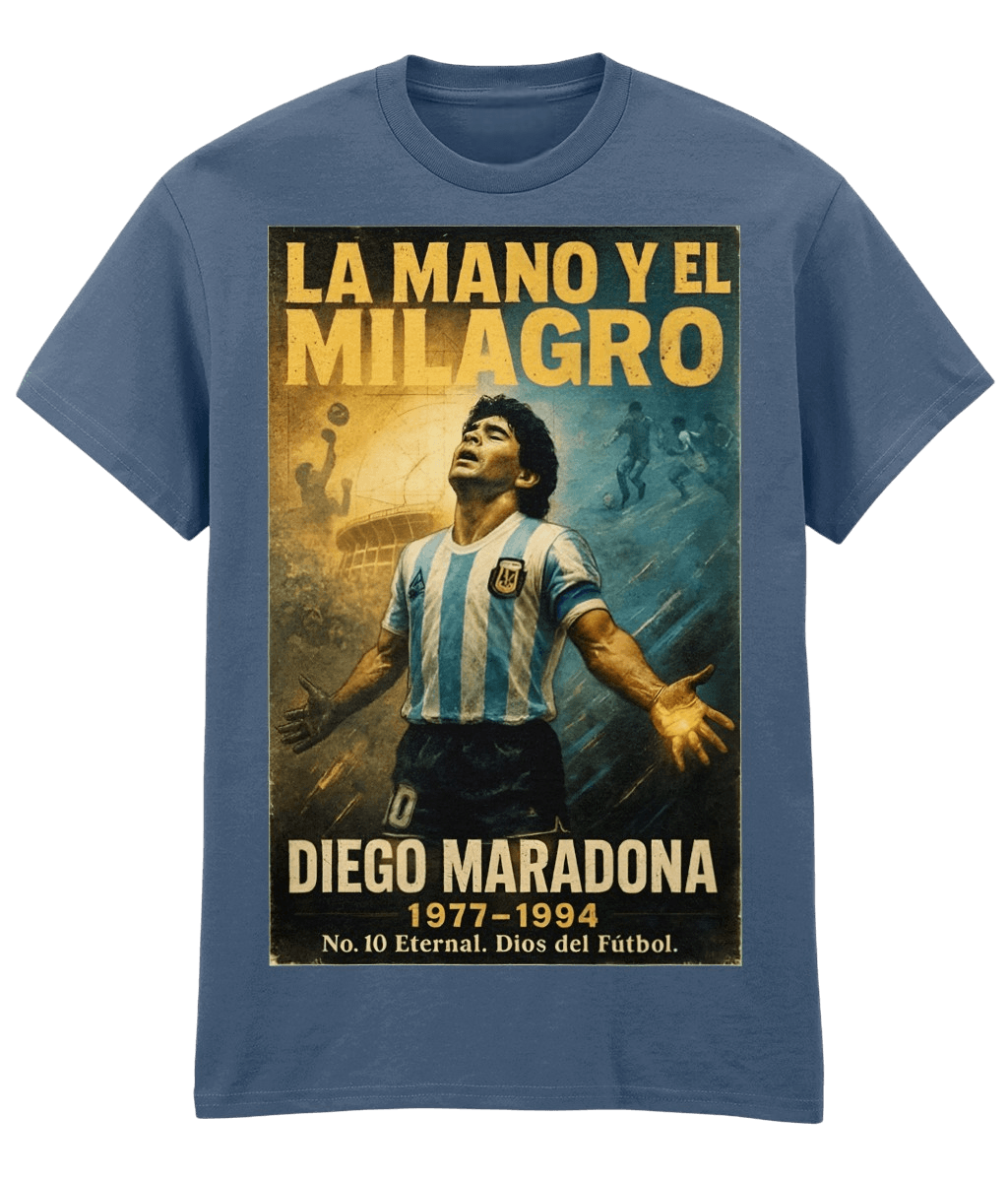 Diego Maradona La Mano Y El Milagro Blue Fanart T-shirt