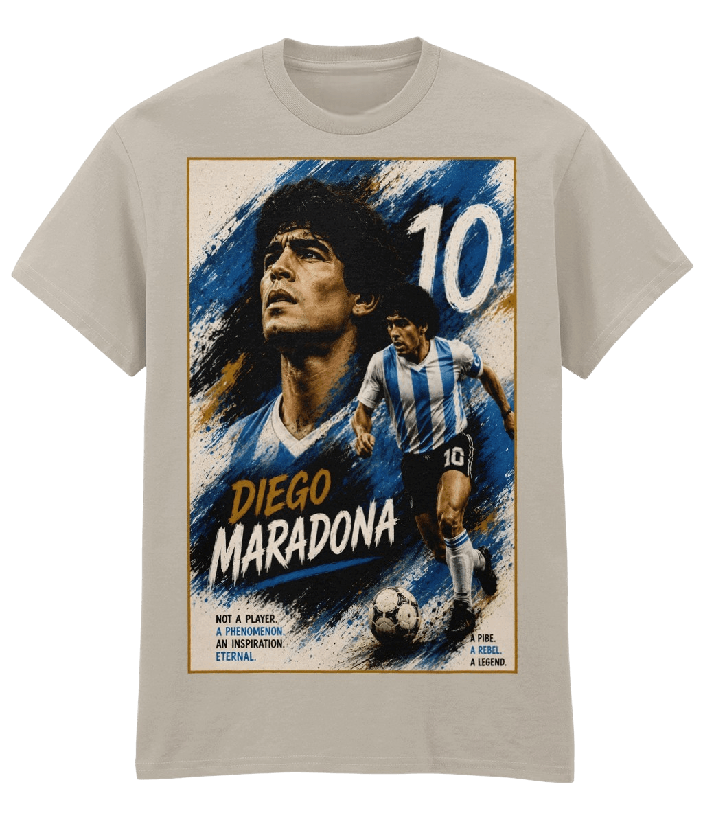 Diego Maradona 10 Legends Grey Fanart T-shirt