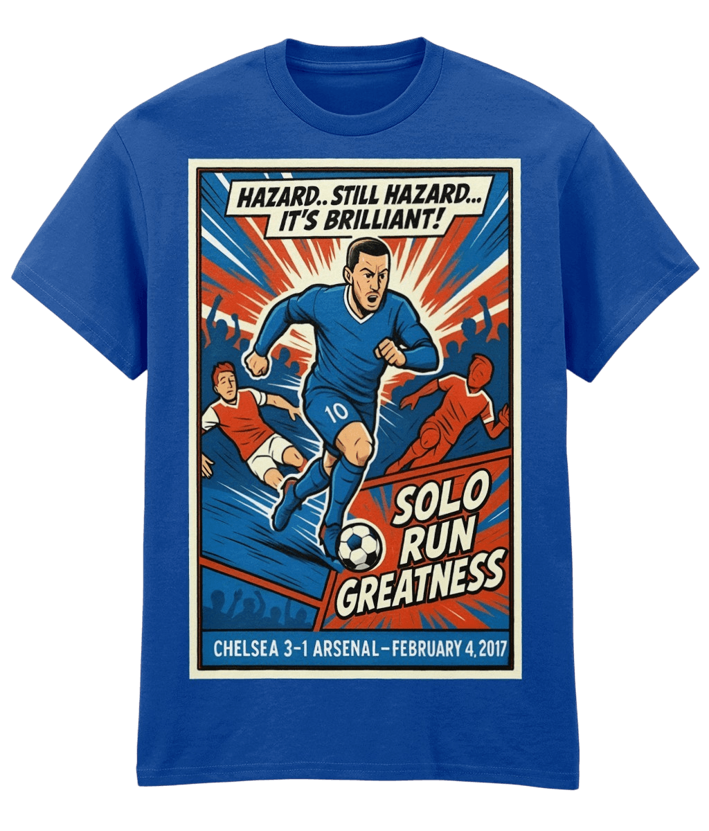 Eden Hazard Solo Run Greatness Blue Fanart T-shirt