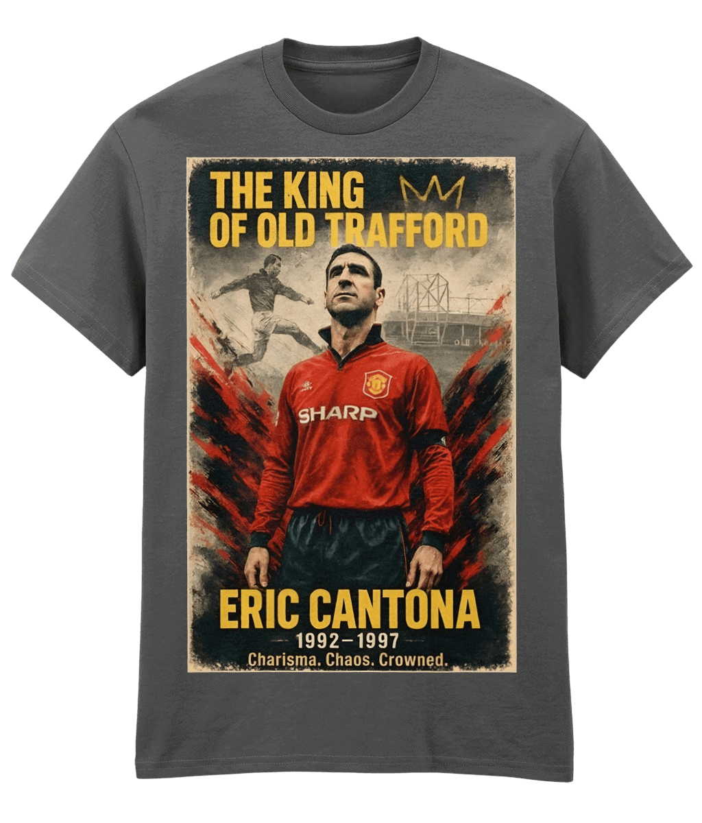 Eric Cantona The King Of Old Trafford Grey Fanart T-shirt