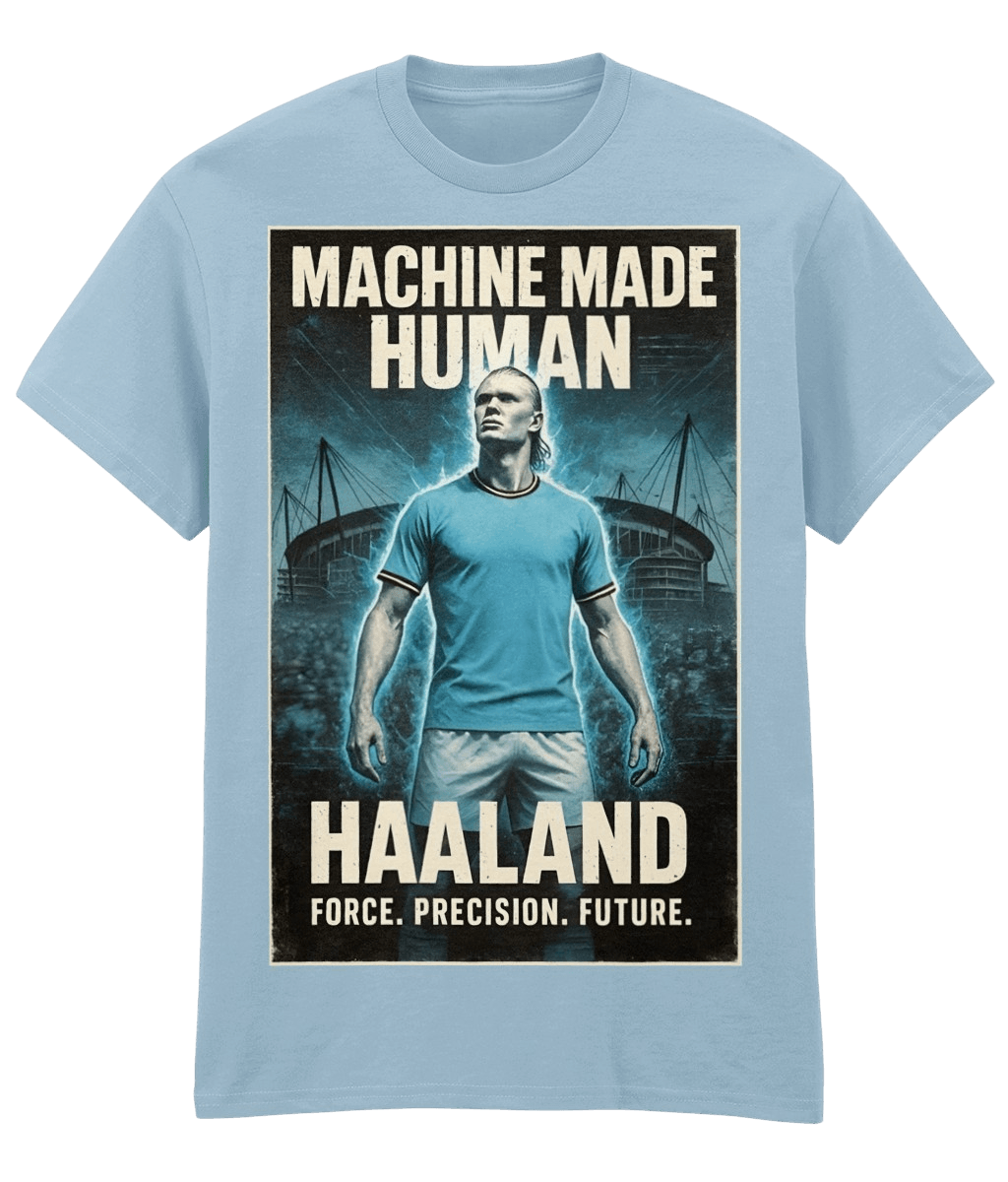 HAALAND machine Made Human Blue Fanart T-shirt