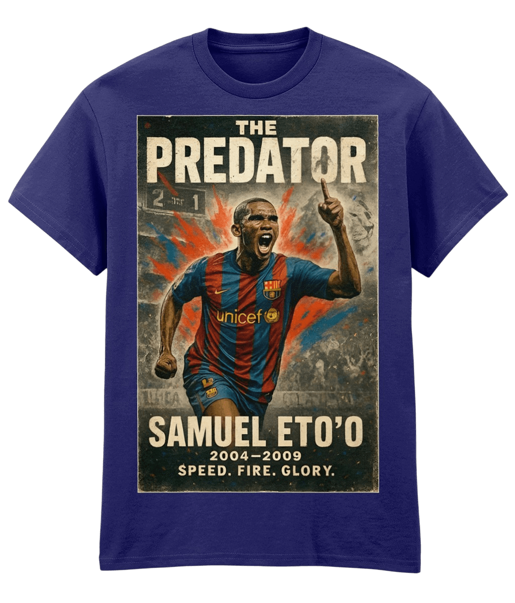 Samuel Eto's The Predator Barcelona Blue Fanart T-shirt
