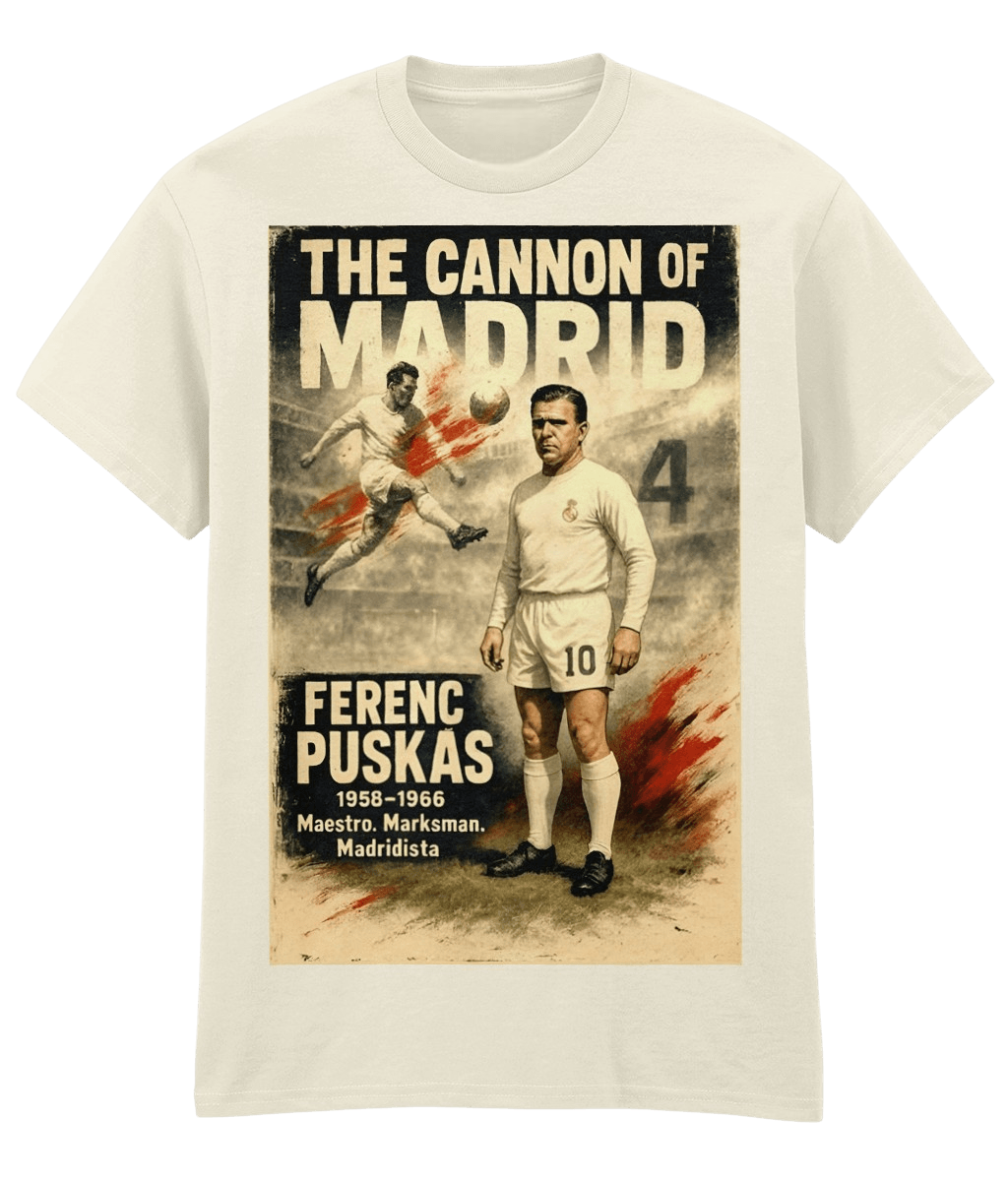 Ferenc Puskas The Canon on Madrid White Fanart T-shirt