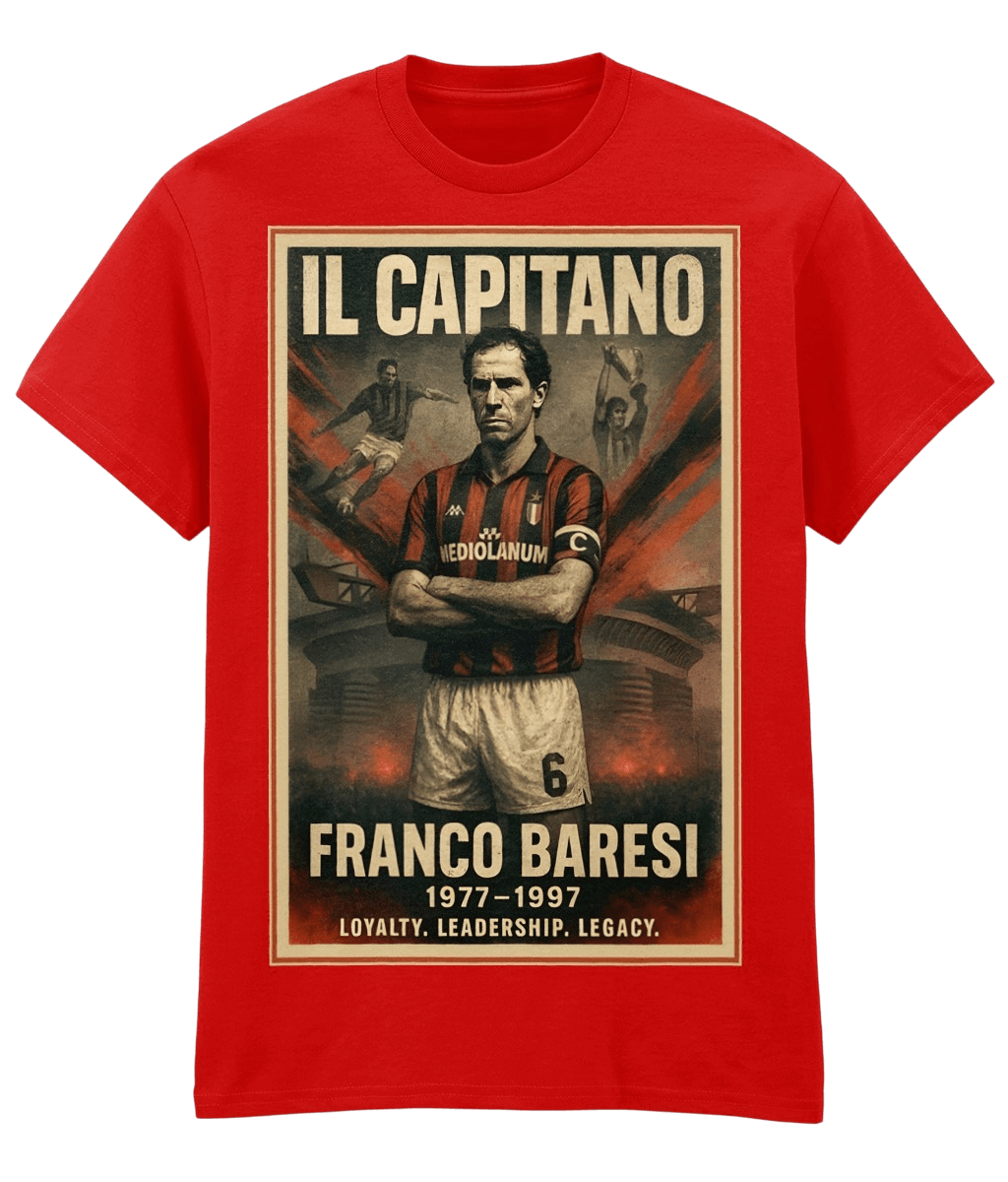 Franco Baresi Il Captano AC Milan Red Fanart T-shirt