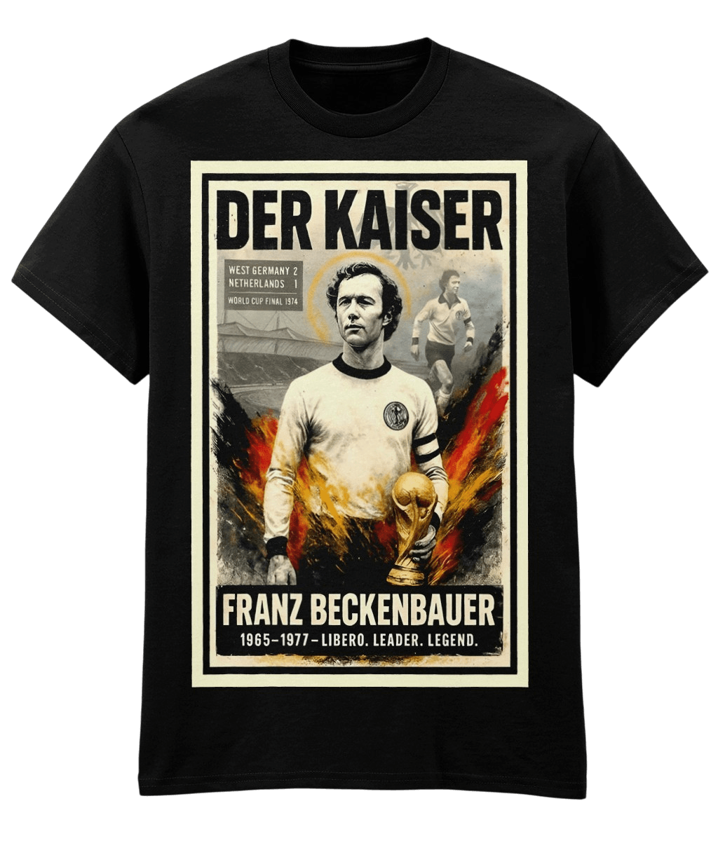 Franz Beckenbauer Der Kaiser Black Fanart T-shirt