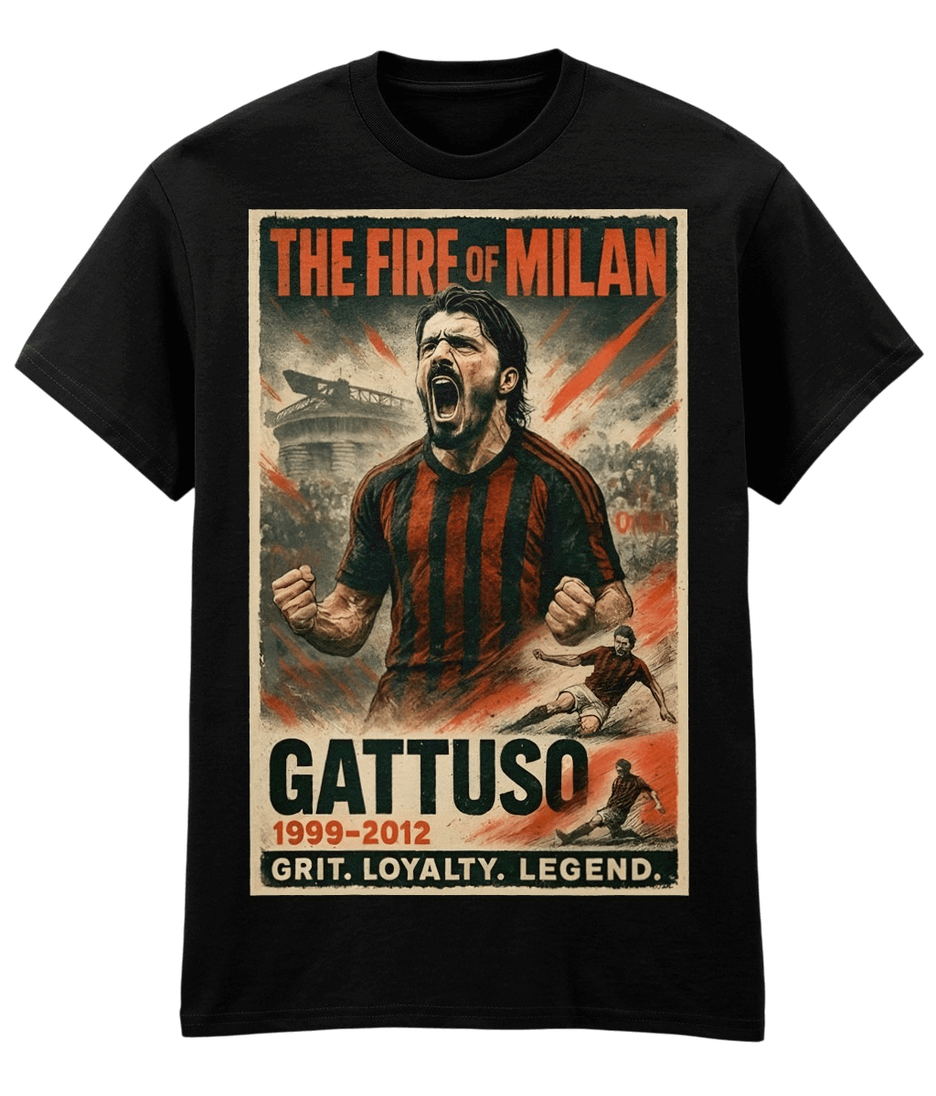 Gattuso The Fire Of Milan Black Fanart T-shirt