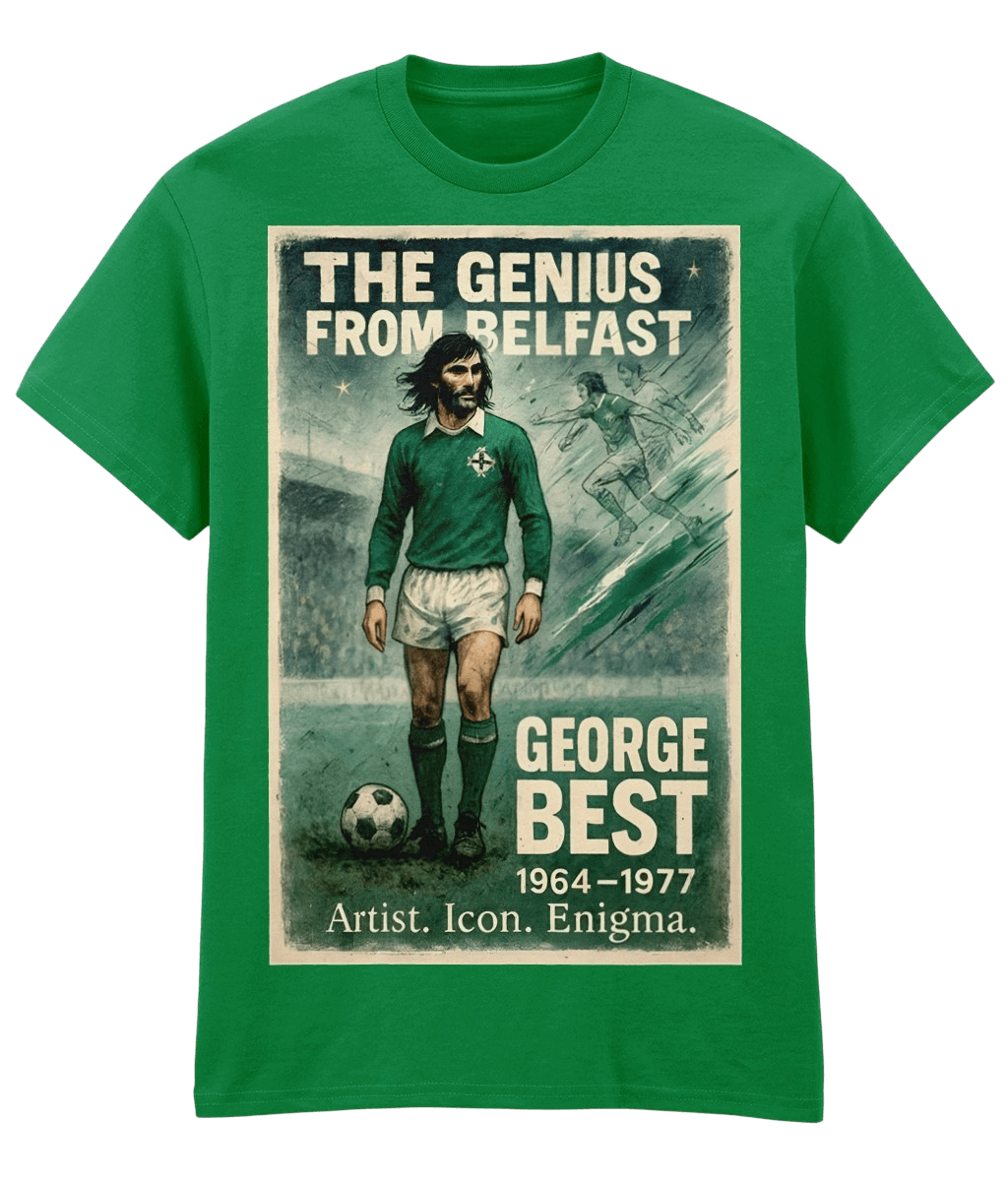 George Best The Genius From Belfast Green Fanart T-shirt