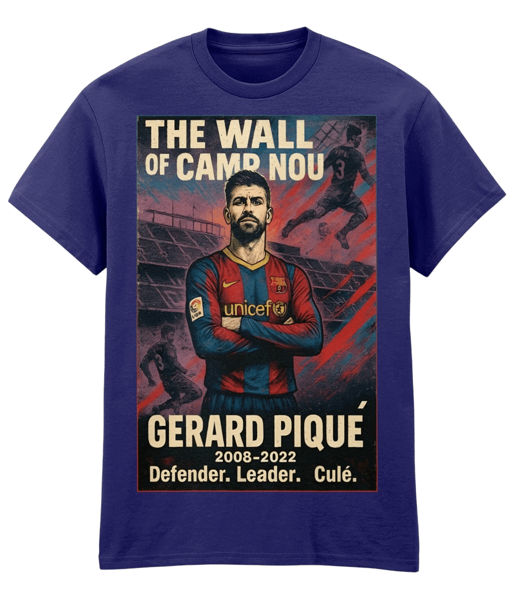 Gerard Pique The Wall Of Camp Nou Blue Fanart T-shirt