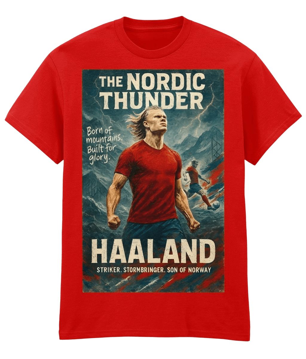 HAALAND The Nordic Thunder Red Fanart T-shirt