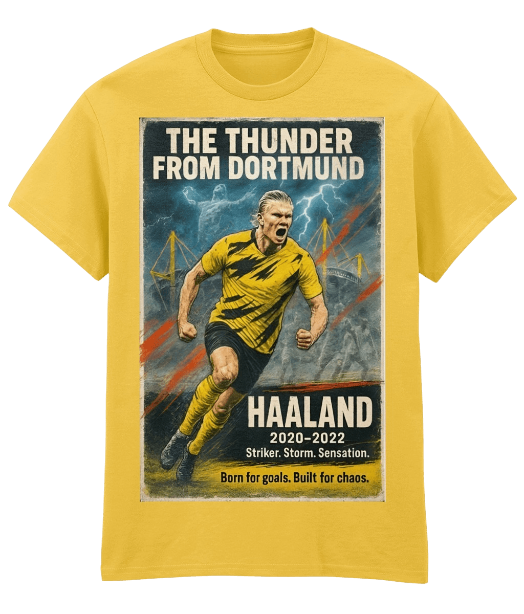 HAALAND The Thunder From Dortmund Yellow Fanart T-shirt