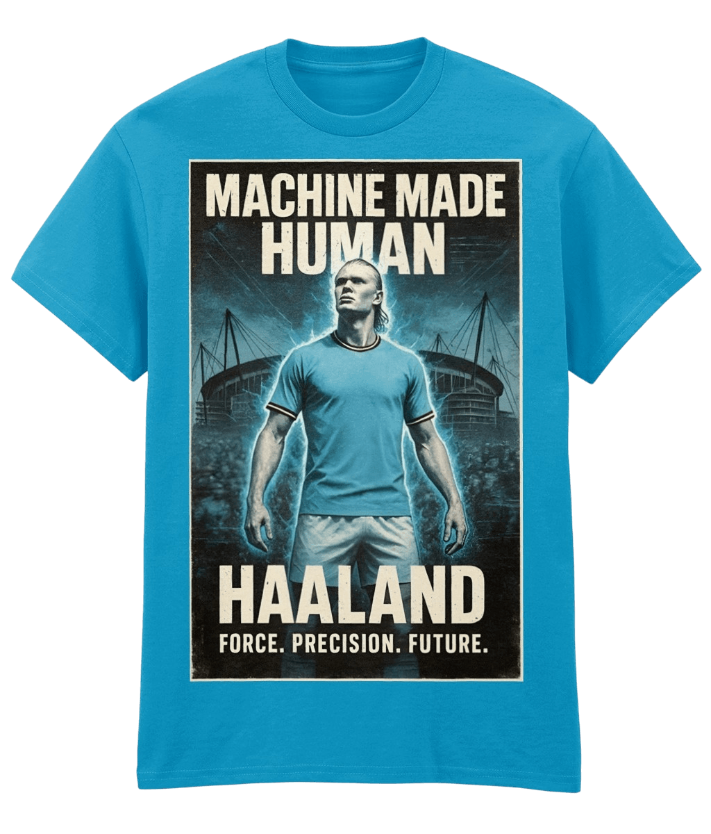 HAALAND machine Made Human Blue Fanart T-shirt