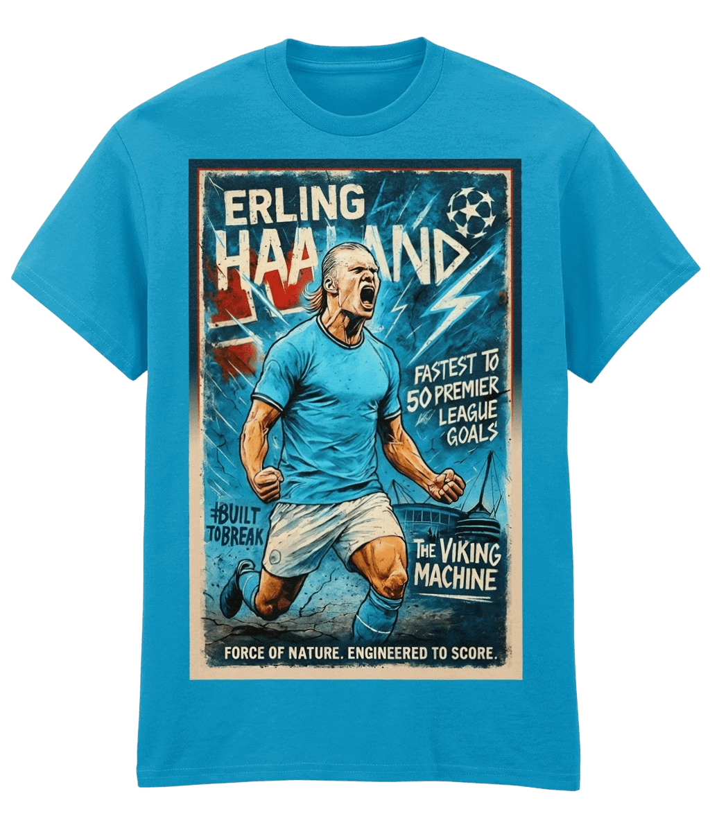 Haaland Built to break Blue Fanart T-shirt