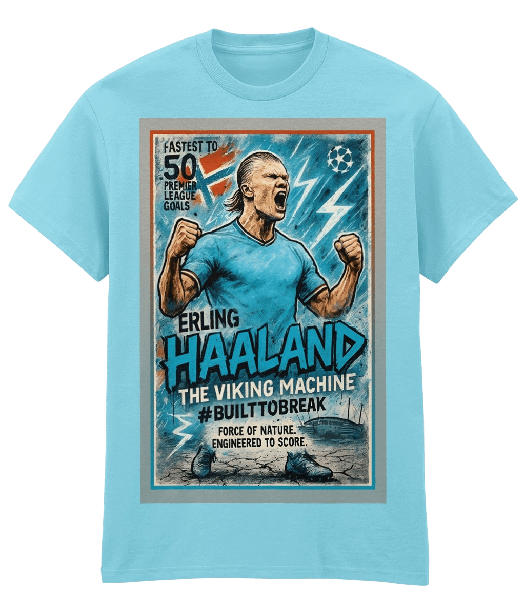 Haaland The Viking Machine Blue Fanart T-shirt