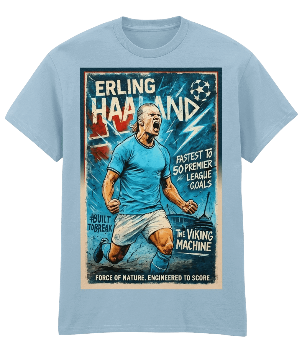 Haaland Built to break Blue Fanart T-shirt