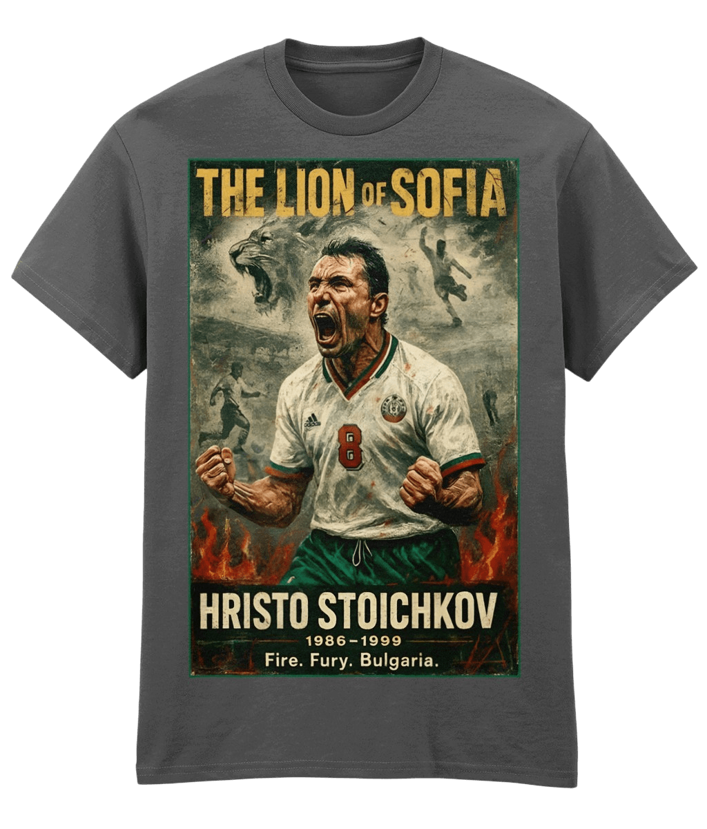 Hristo Stoichkov The Lion Of Sofia Grey Fanart T-shirt