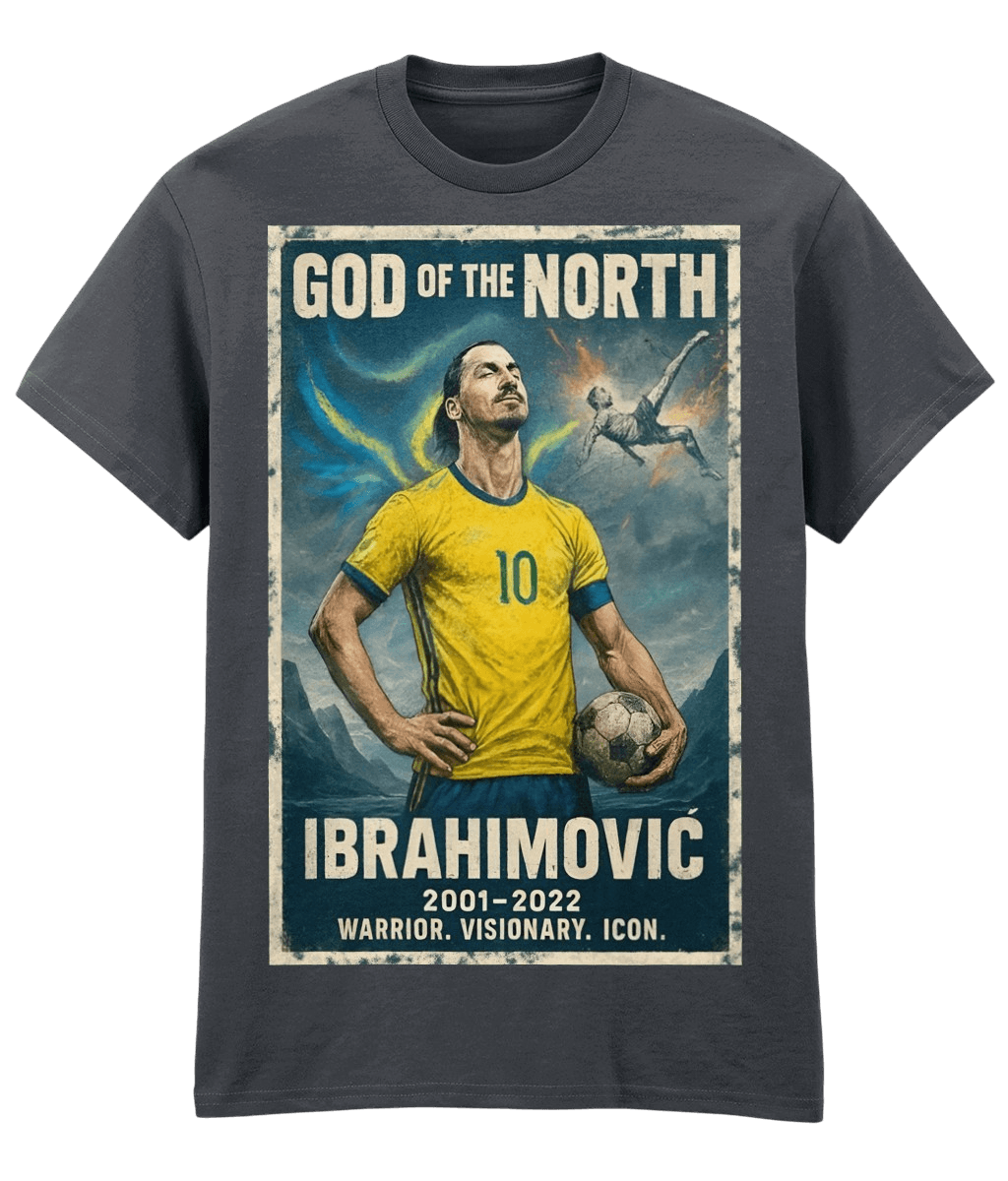 IBRAHIMOVIC God Of The North Sweden Grey Fanart T-shirt
