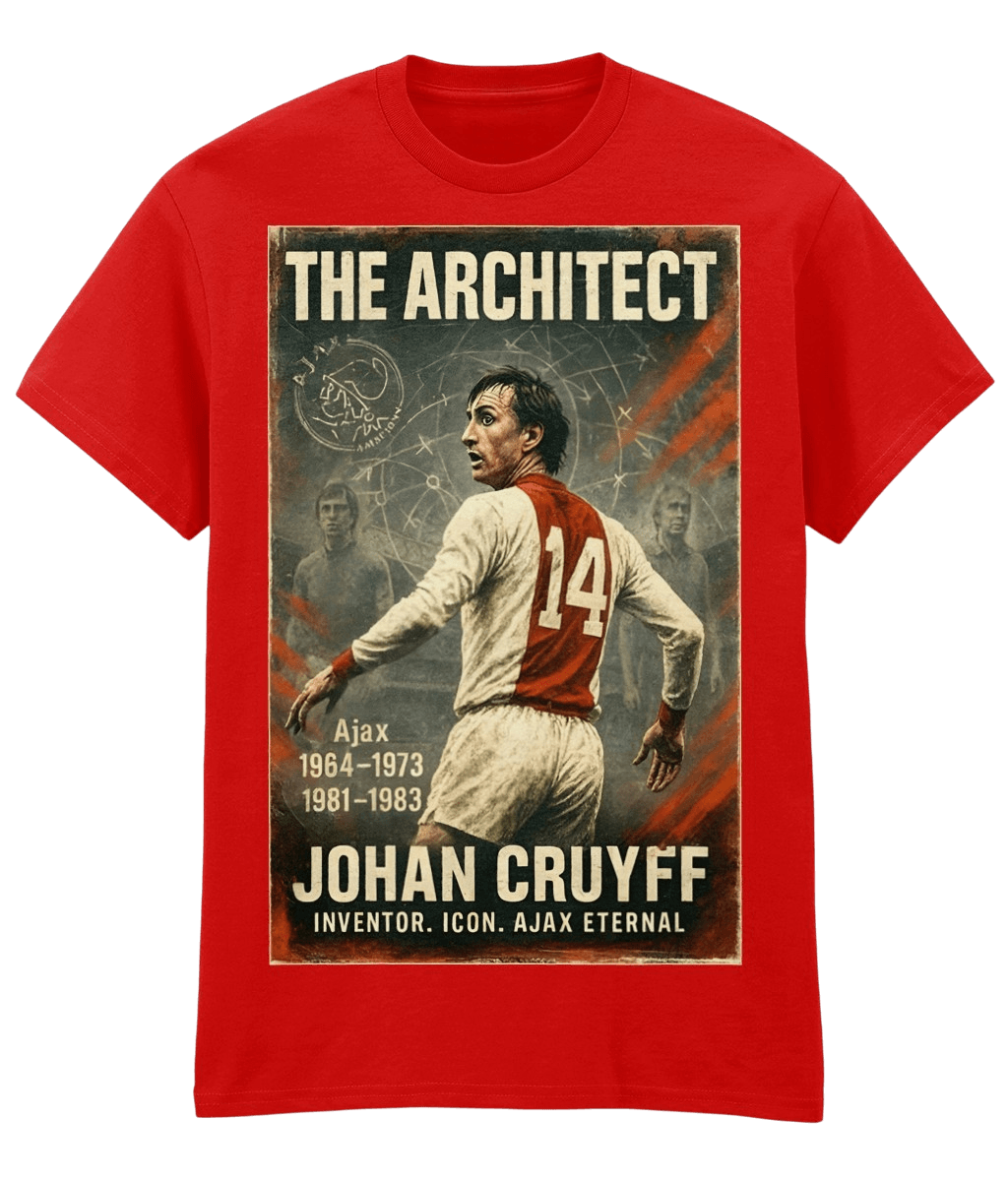 Johan Cruyff The Architect Ajax Red Fanart T-shirt