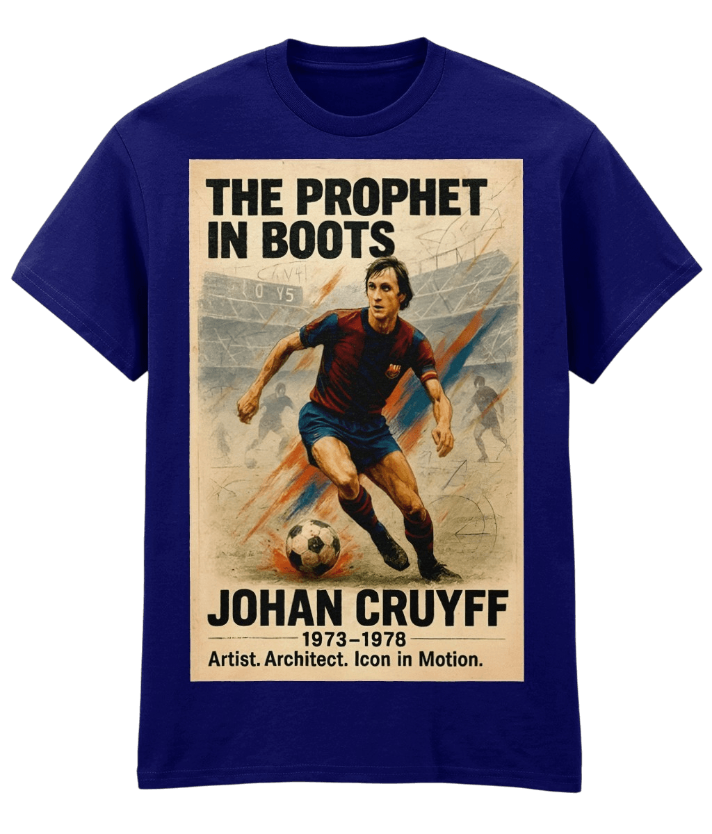 Johan Cruyff The Prophet In Boots Blue Fanart T-shirt