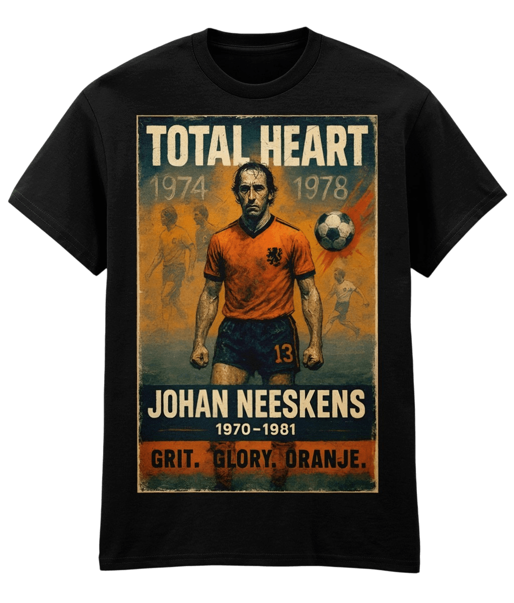 Johan Neeskens Total Heart Dutch Black Fanart T-shirt