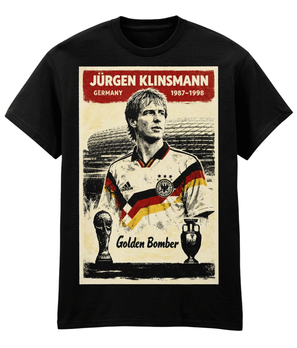 Jurgen Klinsmann Golden Bomber Germany Black Fanart T-shirt