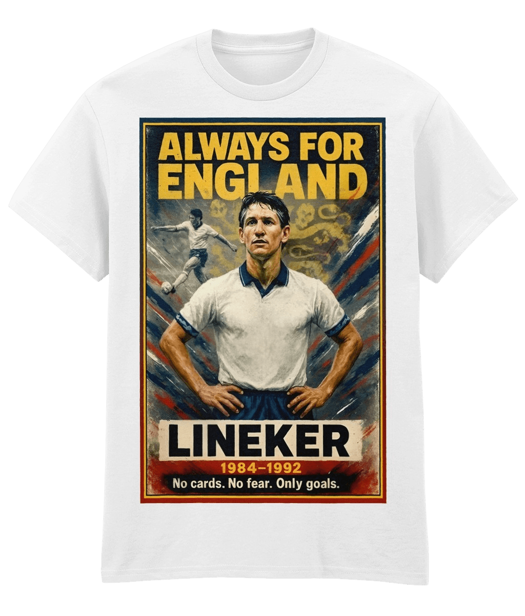 LINEKER Always For England White Fanart T-shirt