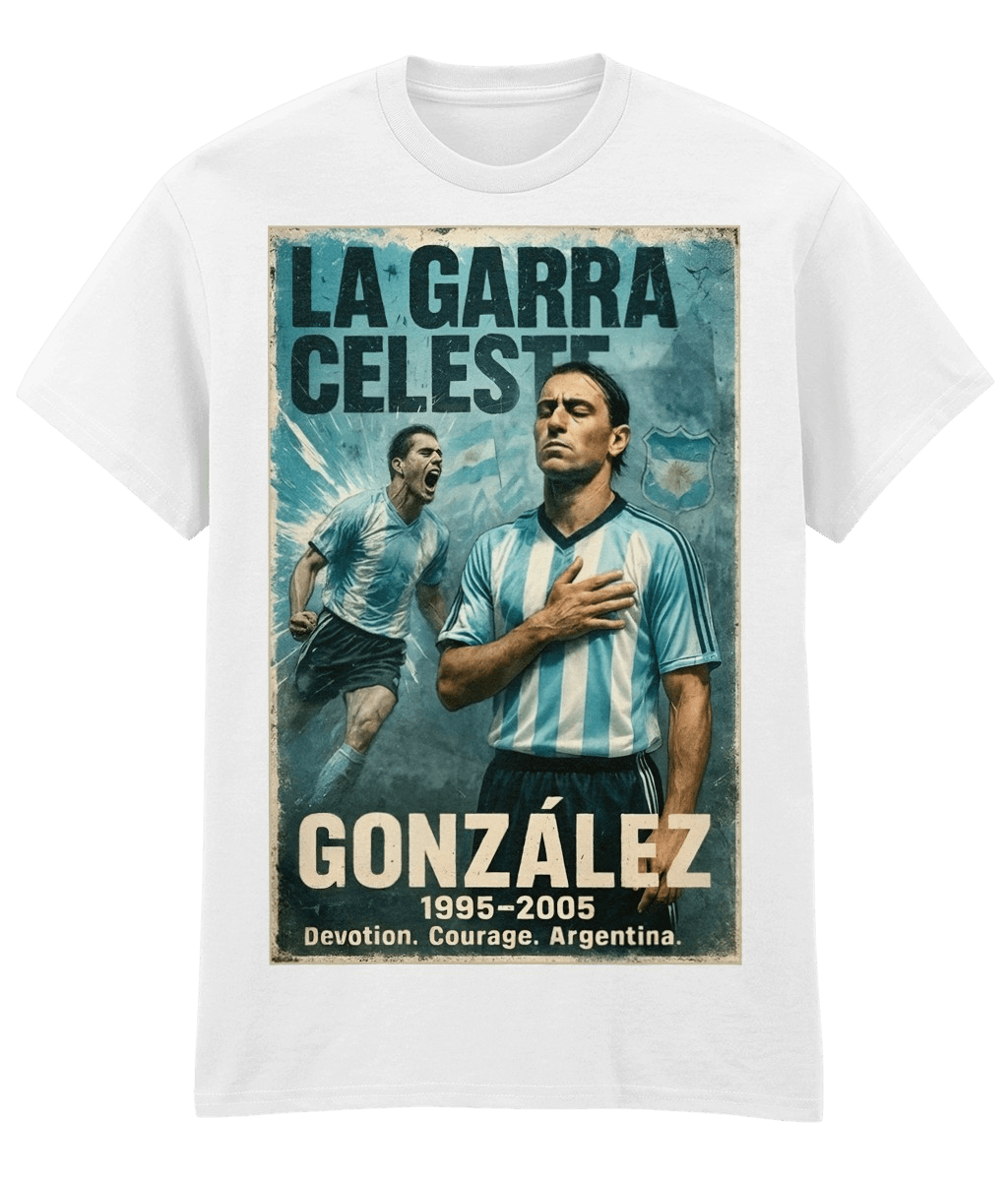 Lucho GONZALEZ La Garra Celeste White Fanart T-shirt