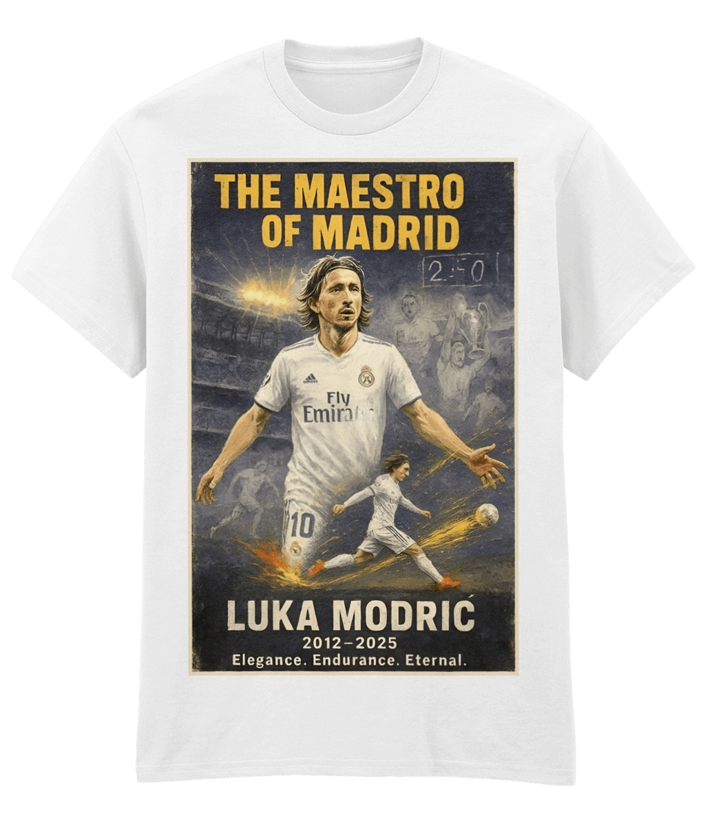 Luka Modric The Maestro Of Madrid White Fanart T-shirt