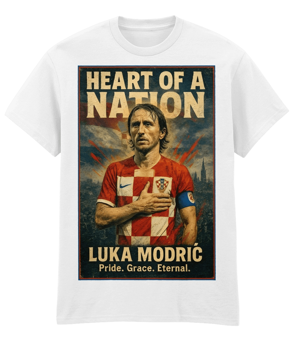 Luka Modrić Heart of a Nation White Fanart T-shirt