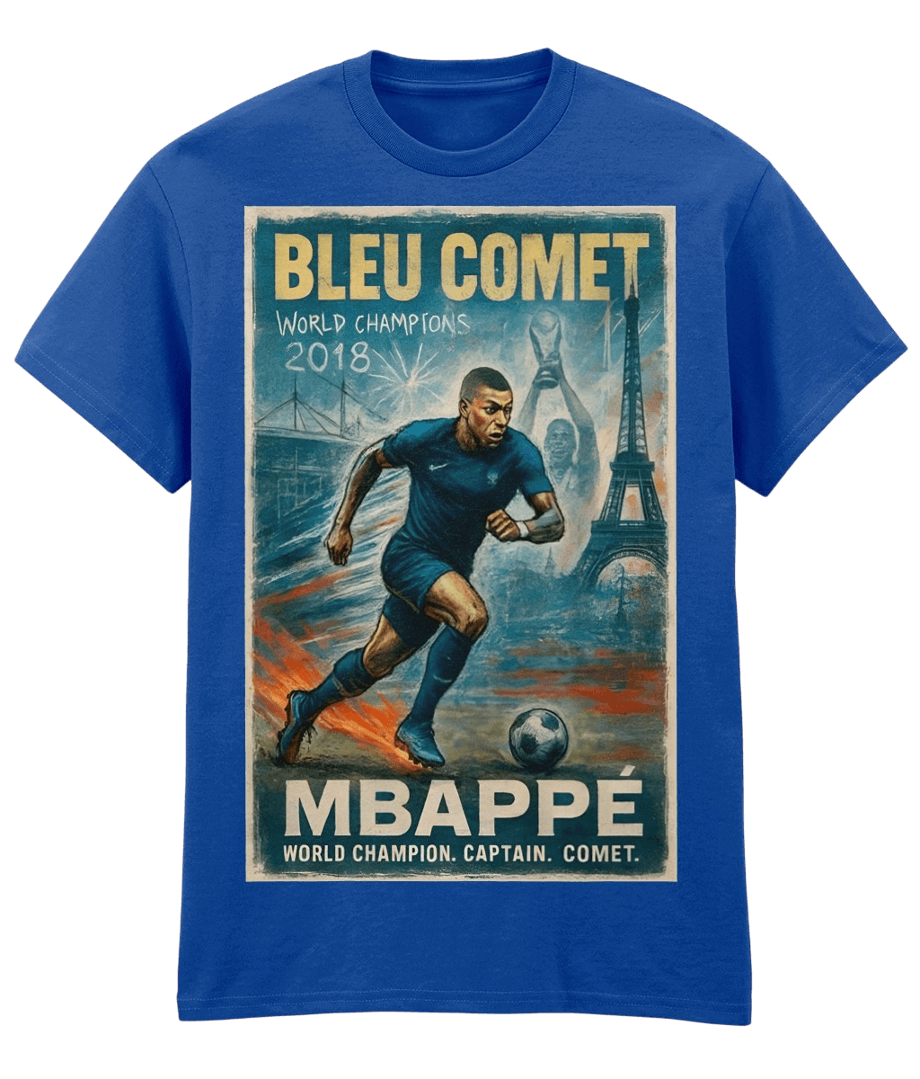 MBAPPE Bleu Comet France Blue Fanart T-shirt