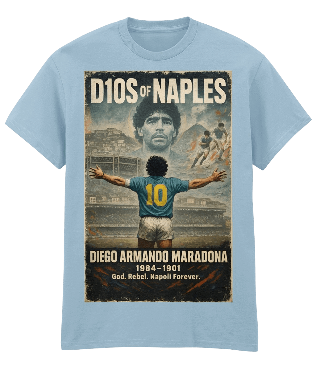 Diego Armando Maradona D10S of Naples Blue Fanart T-shirt