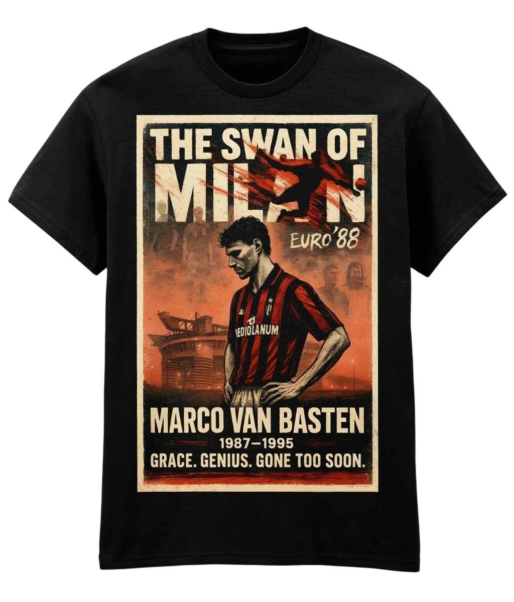Marco Van Basten Swan Of Milan Black Fanart T-shirt