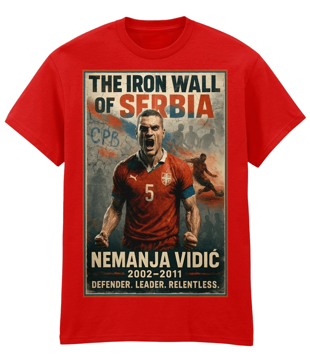 Nemanja Vidic Iron Wall Of SERBIA Red Fanart T-shirt
