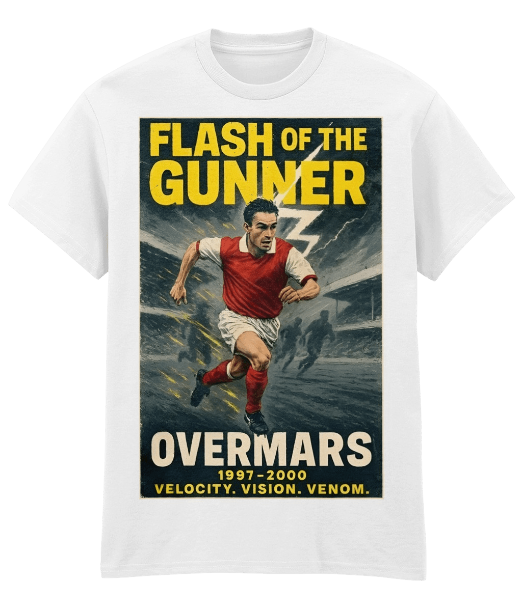 OVERMARS Flash Of The Gunners White Fanart T-shirt