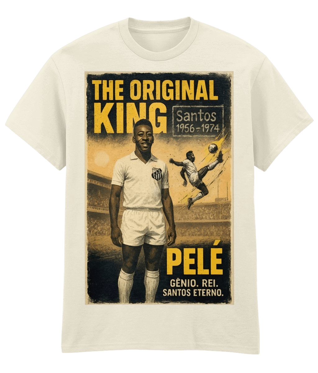 PELE The Original King SANTOS White Fanart T-shirt