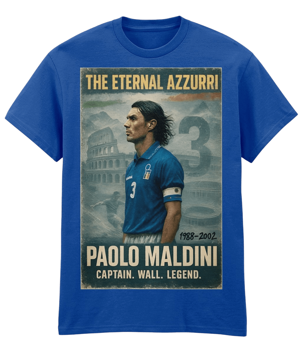 Paolo Maldini ETERNAL AZZURRI Blue Fanart T-shirt
