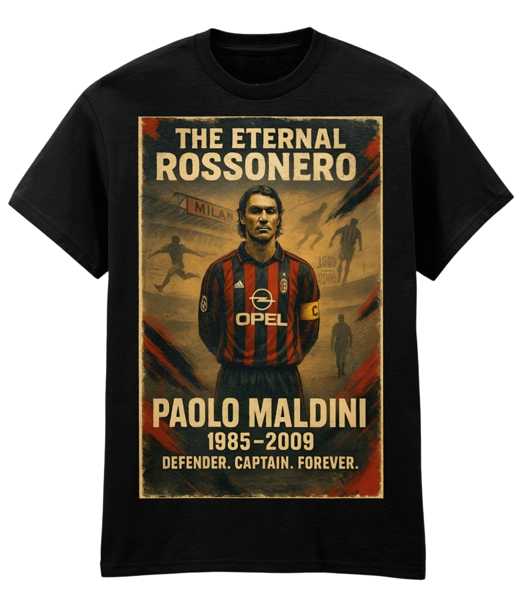 Paolo Maldini The Eternal Rossonero Black Fanart T-shirt