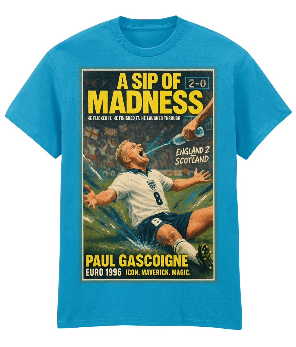 Paul Gascoigne Sip Of Madness Blue Fanart T-shirt