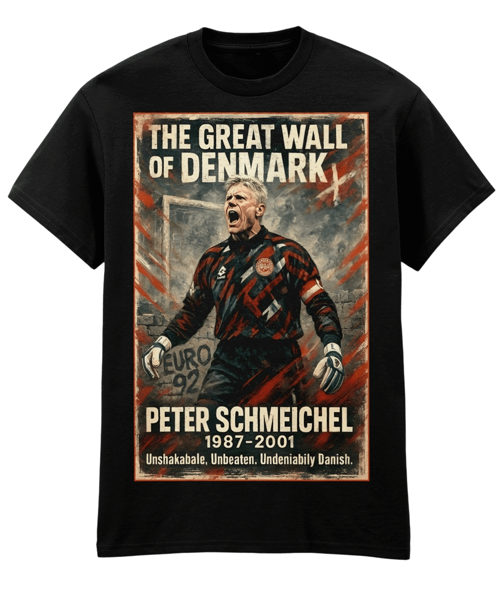 Peter Schmeichel Great Wall of Denmark Black Fanart T-shirt