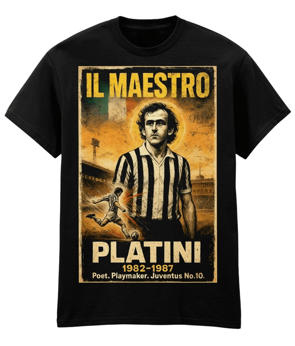 Platini Il Maestro Juventus Black Fanart T-shirt